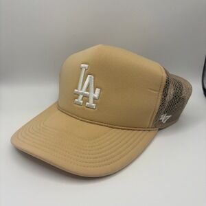 47 Brand Los Angeles Dodgers Tan Mesh Trucker Hat Baseball Cap